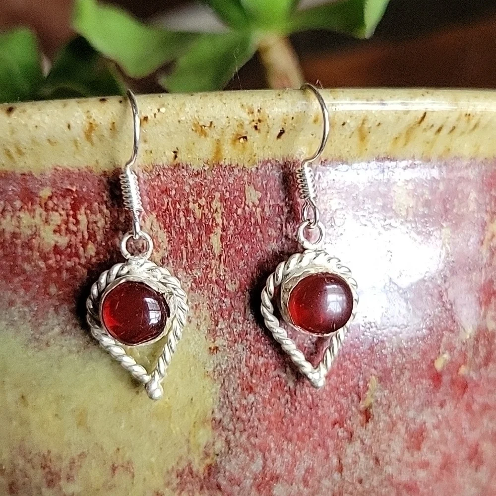 🔥LAST PAIR🔥 Carnelian Vintage Twist Drop Earrings, S925